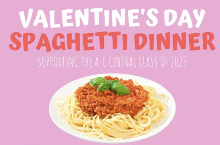 picture of spaghetti : Valentine's Day spaghetti dinner supporting the a-c central class of 2025